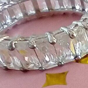 18K White Gold Plated Emerald Cut Cubic Zirconia Eternity Band